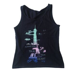 Justice Girls Eiffel Tower Graphic Tank Top Navy Size 12 Cotton/Polyester Blend
